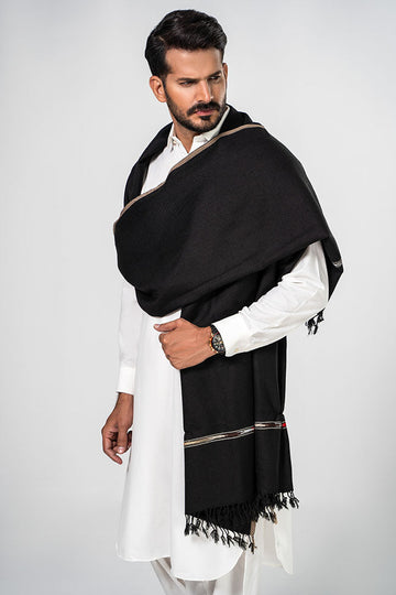 Men's Winter Pashmina  Shawl - (Black) - JS-01