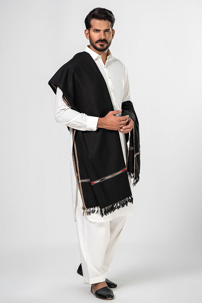 Men's Winter Pashmina  Shawl - (Black) - JS-01