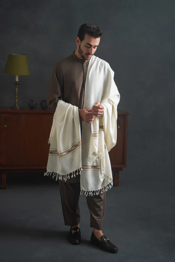 Speical Men's Winter Pashmina Shawl - (Cream) - JS-02