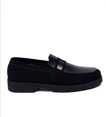 Black Suede Side Buckle High Sole